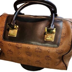 MCM with COA Chocolate and Brown Boston Bag